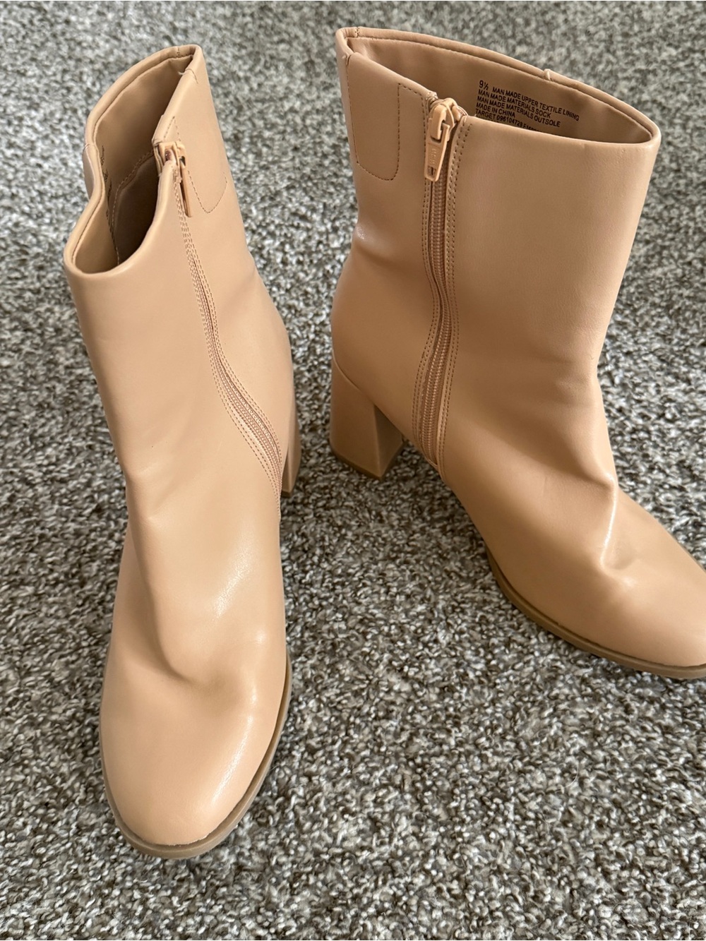 Target Women's Tan Mid-Calf Block Heel Boots 9.5
